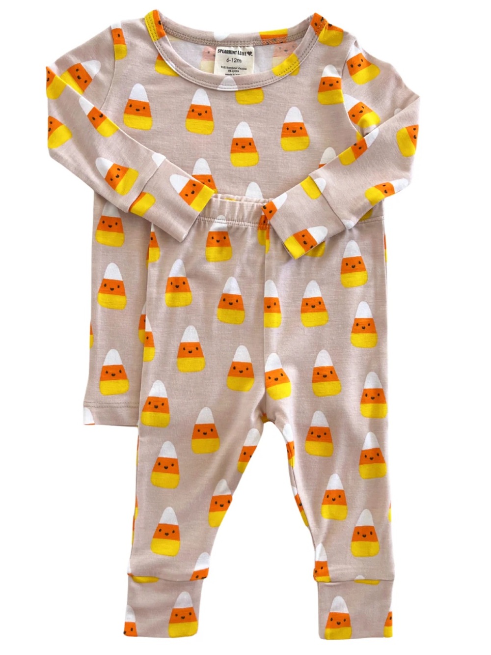 Spearmint Love Kids Unisex Candy Corn Long Sleeve 2-Piece Bamboo Pajama Set NWT